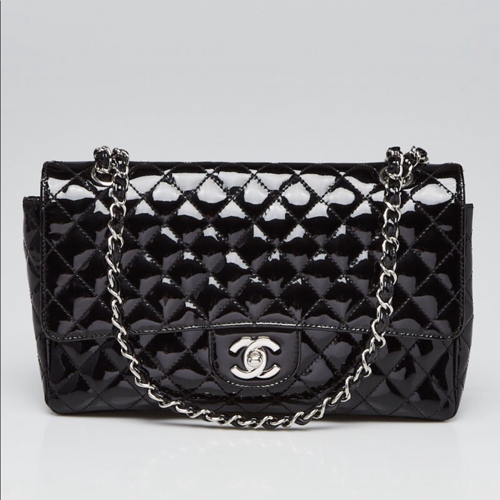 RARE 🦄 Authentic Chanel Patent Med Flap Bag